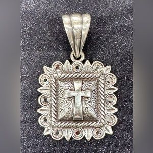 Silver cross/ western pendant